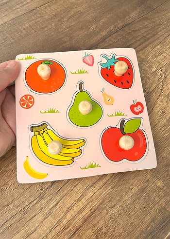  Beden Renkli Meyve Temalı Eğitici Ahşap Puzzle