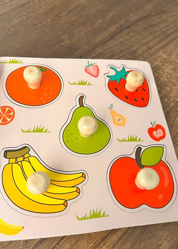  Beden Renk Renkli Meyve Temalı Eğitici Ahşap Puzzle