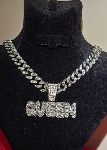 Parlak Altın Queen Zincir chain kolye