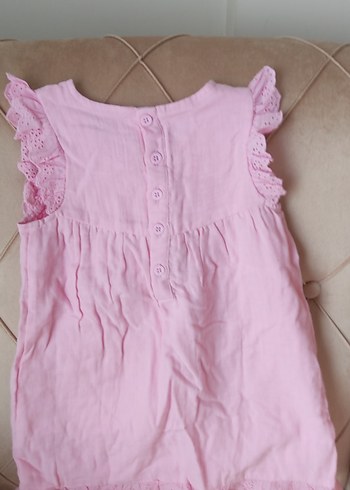 Kız Çocuk Pembe pamuklu Dantel Detaylı Elbise - Görsel 6