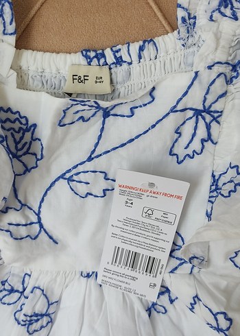 Nakışlı Beyaz Kız Çocuk Elbise - Görsel 5