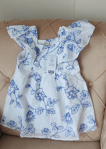 Nakışlı Beyaz Kız Çocuk Elbise - Görsel 6