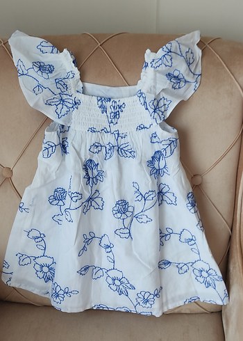 Nakışlı Beyaz Kız Çocuk Elbise - Görsel 4