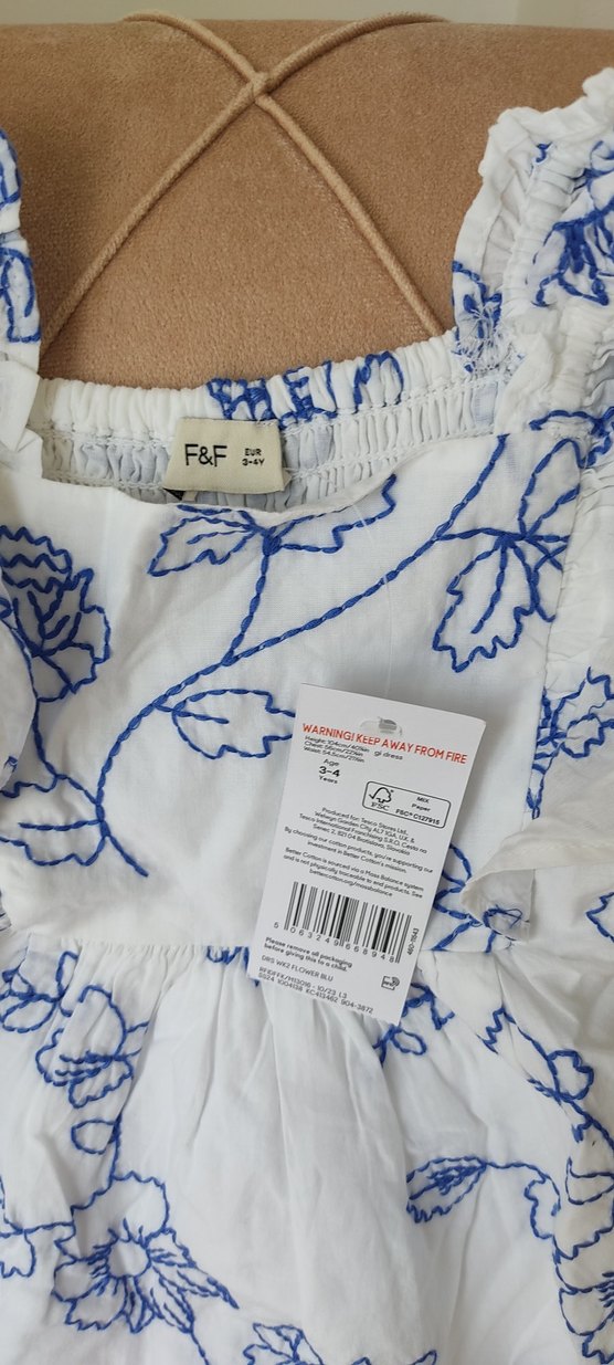 Nakışlı Beyaz Kız Çocuk Elbise - Görsel 5