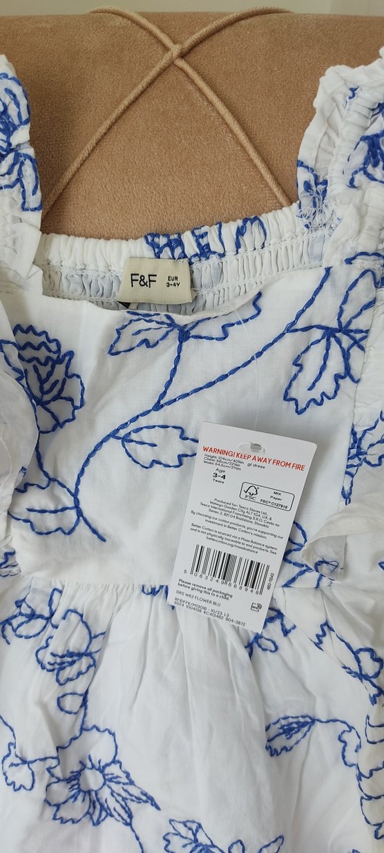 Nakışlı Beyaz Kız Çocuk Elbise - Görsel 2