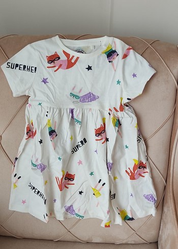 Renkli Baskılı Kız Çocuk Elbise - Görsel 4