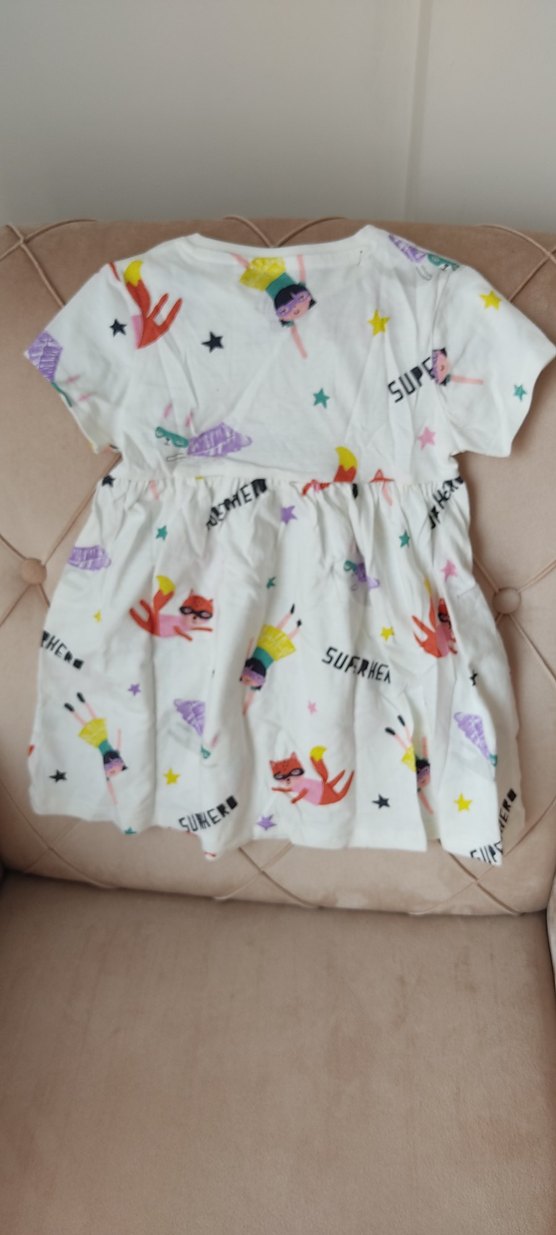 Renkli Baskılı Kız Çocuk Elbise - Görsel 3