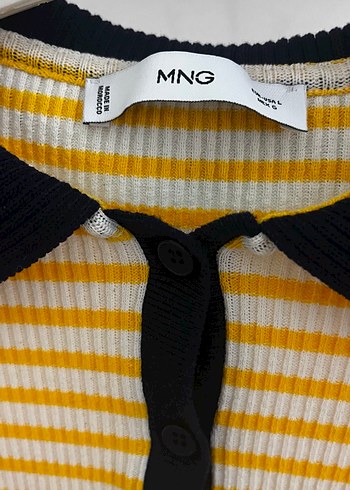 Mango Sarı Çizgili Kısa Kollu Kız Polo Tişört