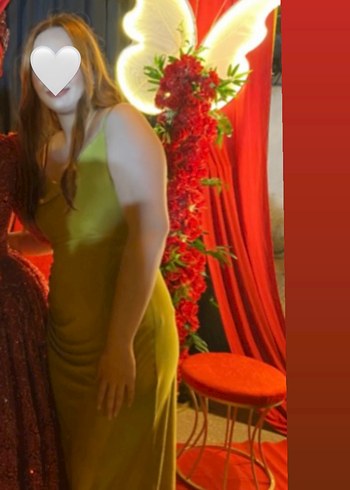 Sarı Drapeli Straplez Uzun Elbise - Görsel 3