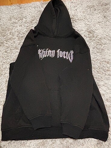 m Beden Taşlı siyah oversize sweatshirt