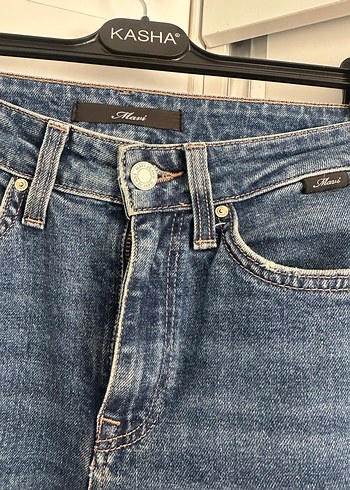 Kadın Mavi Bol Kesim Midi Kot Pantolon - Görsel 3