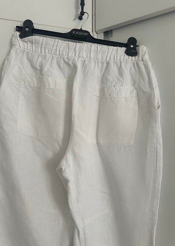Kadın Beyaz Keten Midi Pantolon - Görsel 4