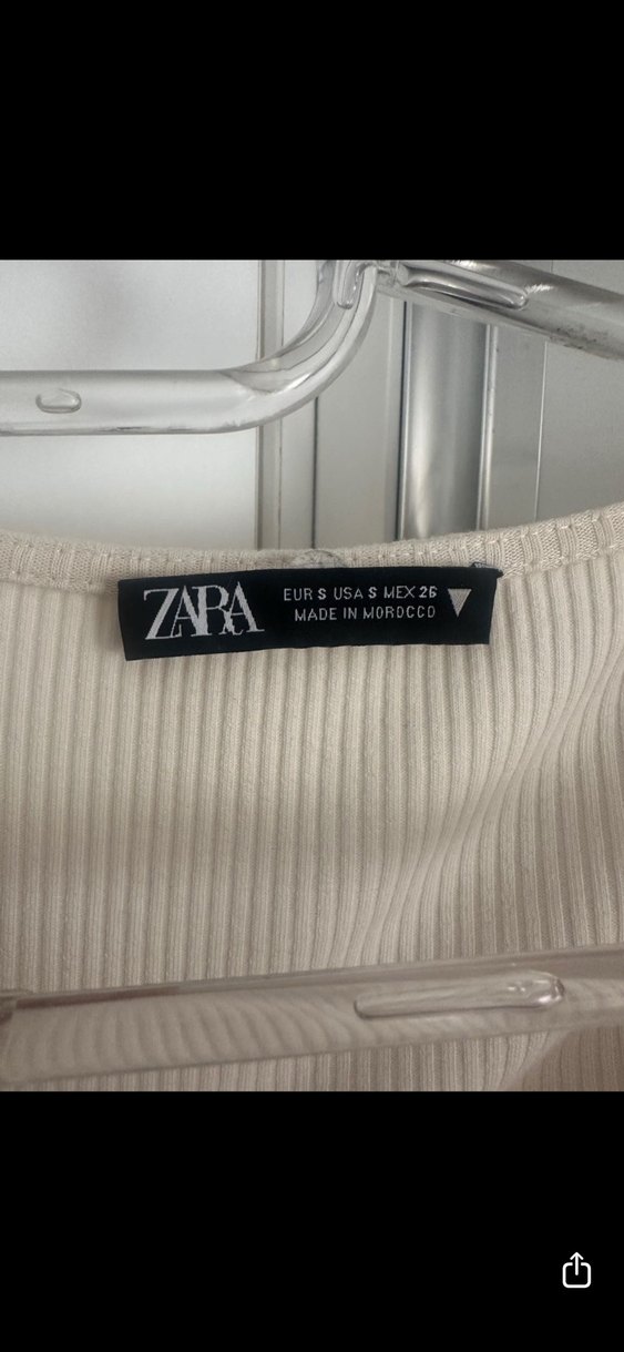 Zara Bej Düğmeli V Yaka Triko Kadın Bluz - Görsel 2