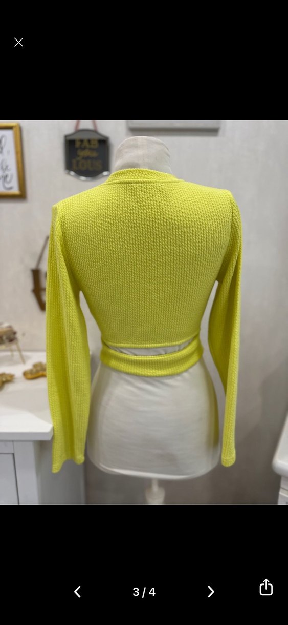 Zara neon Sarı Örgü Mini Kadın Kazak - Görsel 3