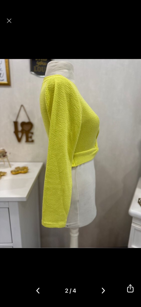 Zara neon Sarı Örgü Mini Kadın Kazak - Görsel 2