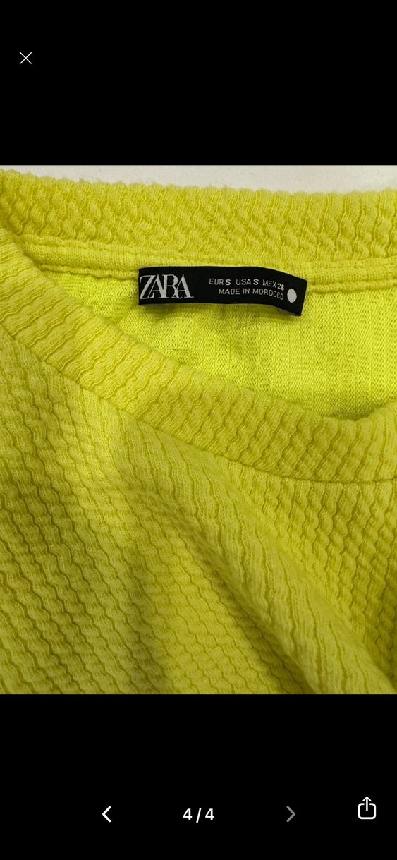 Zara neon Sarı Örgü Mini Kadın Kazak - Görsel 4