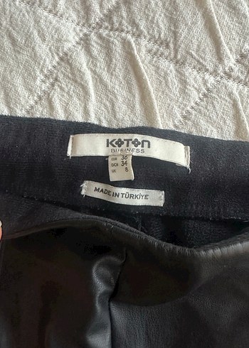 Koton Kemerli Siyah Deri Kadın Pantolon - Görsel 2