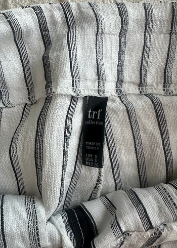 Zara Kadın Beyaz Çizgili Keten Pilili Pantolon - Görsel 3