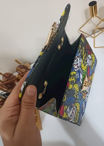 Beden çeşitli Renk Renkli Zincir Detaylı Pop Art Kadın Çanta