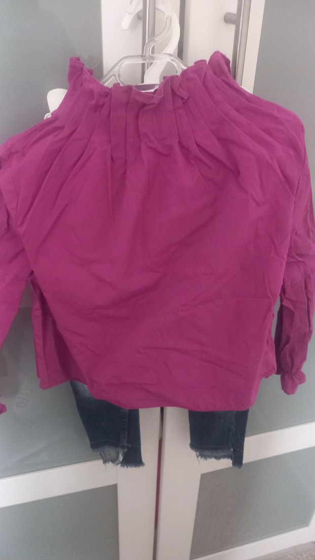 Pembe Kadife Uzun Kollu Kız Bluzu - Görsel 4