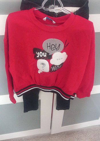 Kız Çocuk Kırmızı Baskılı Sweatshirt - Görsel 4