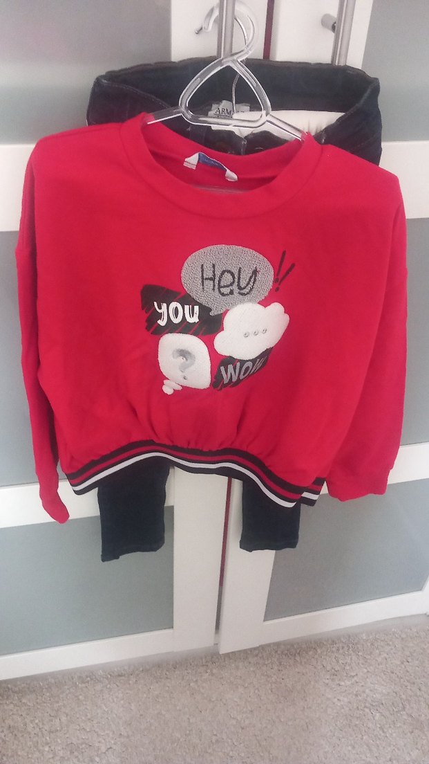 Kız Çocuk Kırmızı Baskılı Sweatshirt - Görsel 4