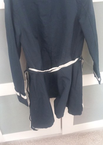 Düğmeli Lacivert Midi  Trençkot - Görsel 2