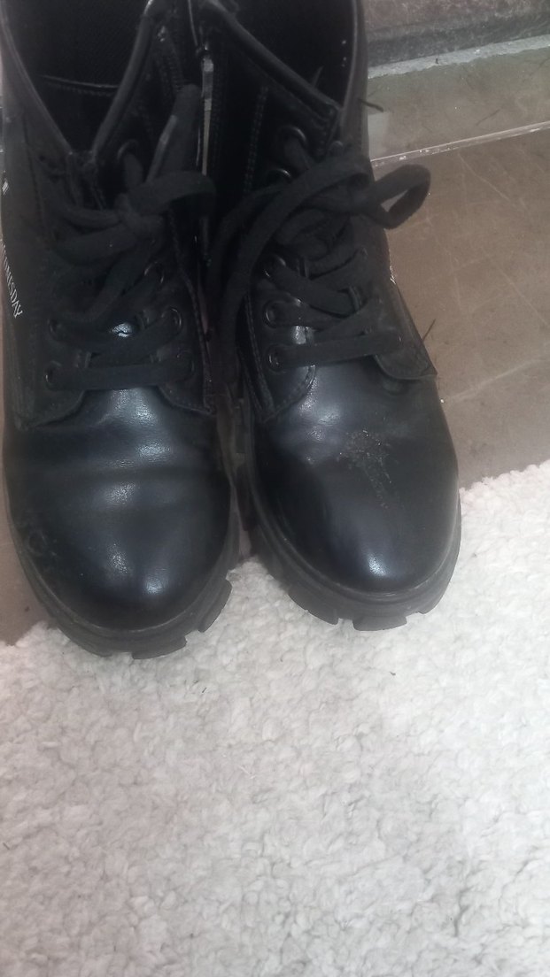 Parlak Siyah Kadın Lastik Goth Dolgu Topuk Bot - Görsel 3