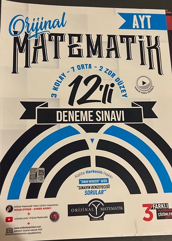 Orijinal Matematik 12'li Deneme Sınavı AYT