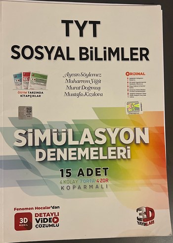 3D Yayınları TYT Sosyal Bilimler Simülasyon Denemeleri 15'li