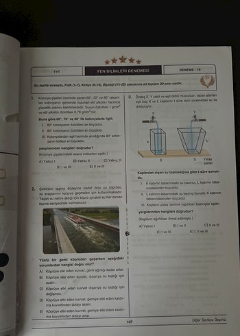 Bilgi Sarmal Yıldızlar Yarışıyor TYT Fen Bilimleri Branş Deneme