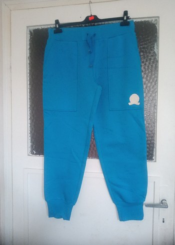 Düğmeli Mavi Kadın Eşofman Altı - Görsel 2