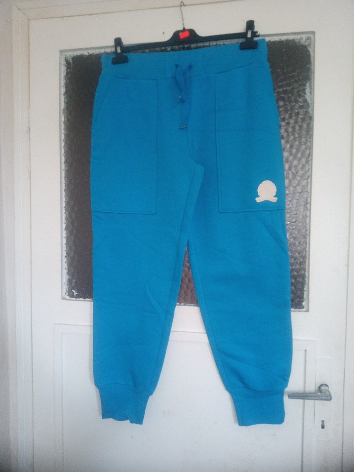 Düğmeli Mavi Kadın Eşofman Altı - Görsel 2