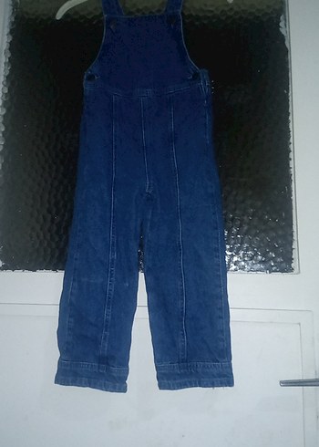 Kızlar için Koyu Mavi Bol Kesim Denim Tulum - Görsel 2