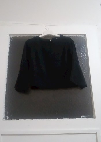 Siyah Salaş Kadın Bisiklet Yaka Kazak - Görsel 2