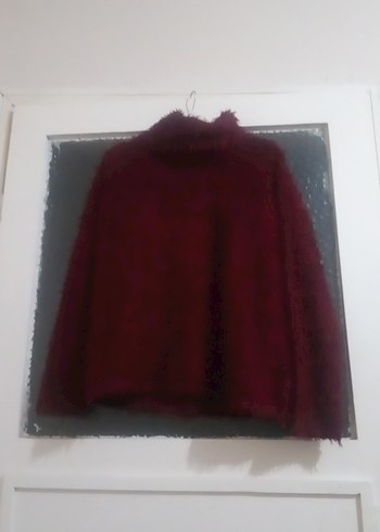 Bordo Kadın Polar Kazak, Uzun Kollu, Boğazlı - Görsel 2