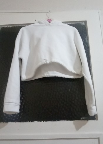 Kadın Beyaz Kapüşonlu Sweatshirt - Görsel 2