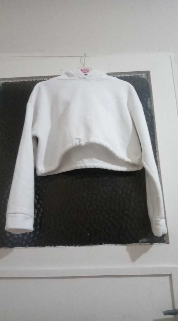 Kadın Beyaz Kapüşonlu Sweatshirt - Görsel 2