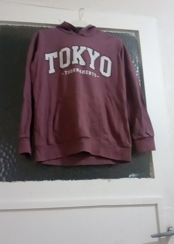 Bordo Kapüşonlu Kadın Sweatshirt - Görsel 2