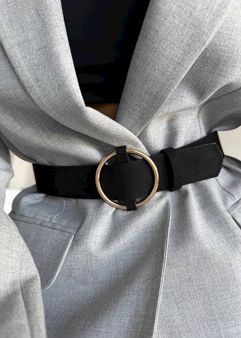 Halka Tokalı Siyah Süet Kadın Kemer - Görsel 2