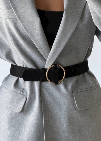 Halka Tokalı Siyah Süet Kadın Kemer - Görsel 5