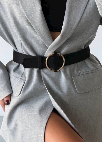 Halka Tokalı Siyah Süet Kadın Kemer - Görsel 4