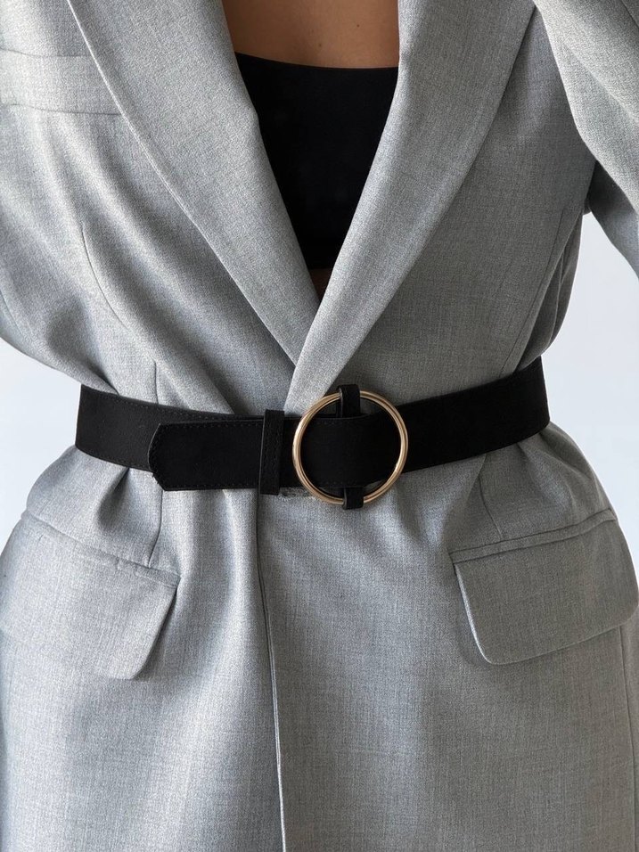 Halka Tokalı Siyah Süet Kadın Kemer - Görsel 5