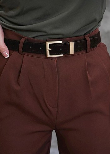 Gold Tokalı Acı Kahve Deri Kadın Kemer - Görsel 4