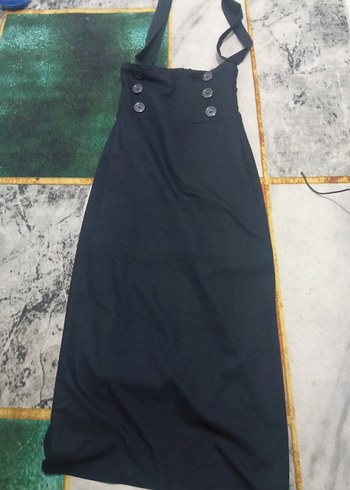 Düğmeli Siyah Uzun Gotik Etek