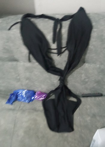 42 Beden çeşitli Renk Siyah Drapeli Strappy Monokini