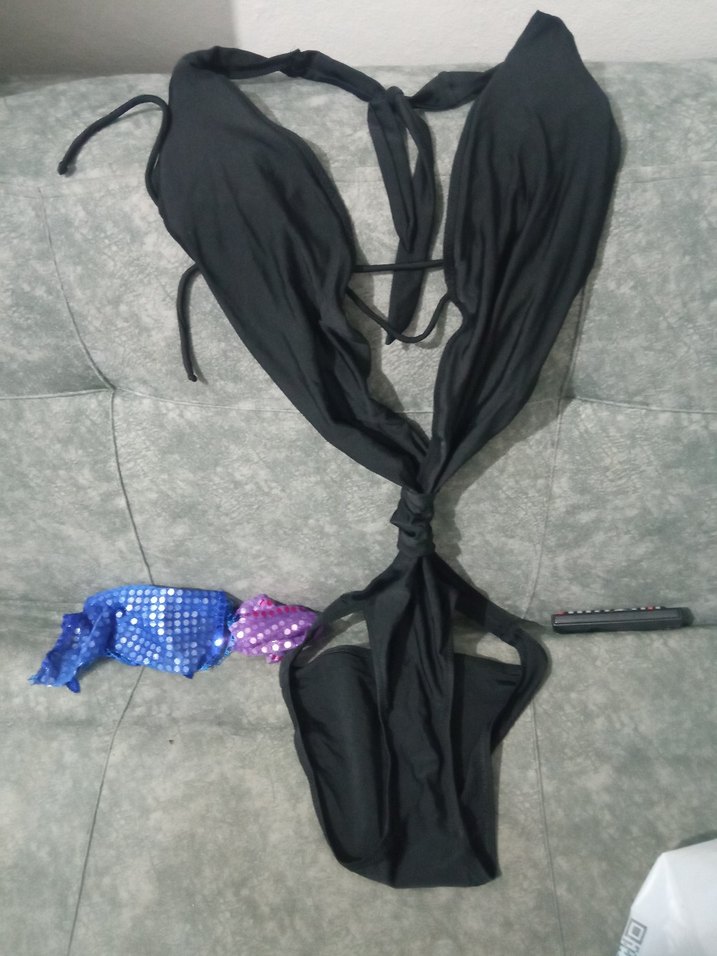 Siyah Drapeli Strappy Monokini - Görsel 3