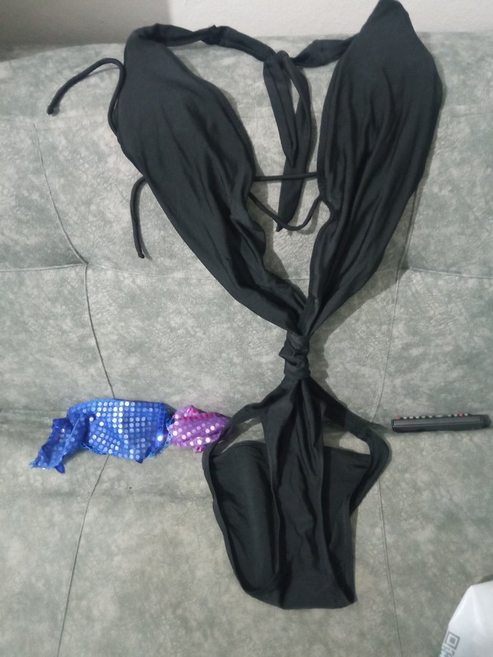 Siyah Drapeli Strappy Monokini - Görsel 2