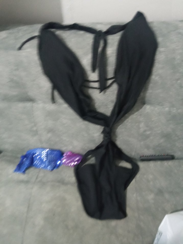 Siyah Drapeli Strappy Monokini - Görsel 4