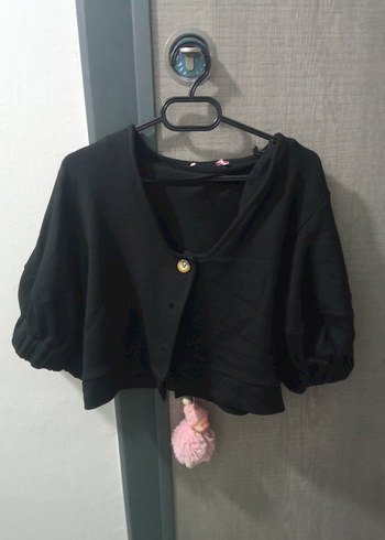 Kız Çocuk Siyah Düğmeli Uzun Kollu Bolero - Görsel 2